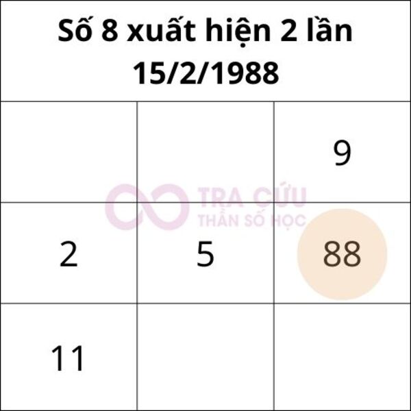 Số 8 xuất hiện 2 lần trong biểu đồ ngày sinh Số 8 xuất hiện 2 lần trong biểu đồ ngày sinh