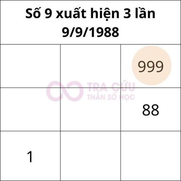 Số 9 xuất hiện 3 lần trong biểu đồ ngày sinh Số 9 xuất hiện 3 lần trong biểu đồ ngày sinh